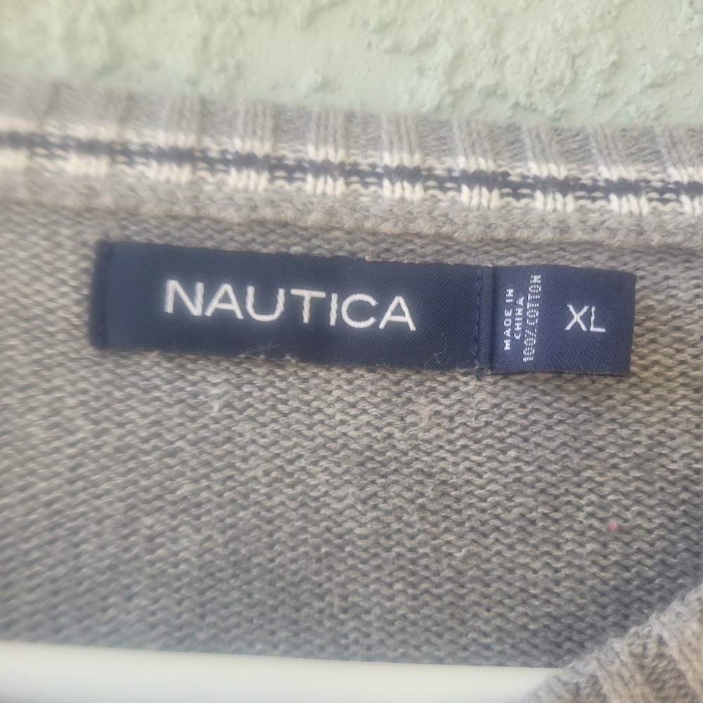 NAUTICA Crewneck Sweater Mens Graphic Sweater Ski Snowflake Nordic Gray - Picture 4 of 6